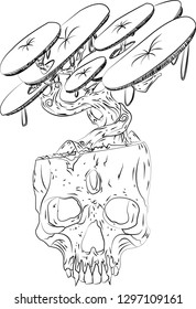 Shroom skull vector