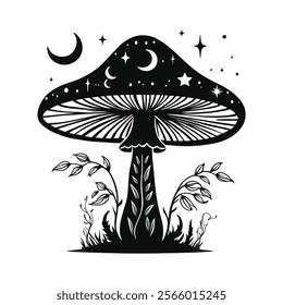 Shroomlight Serenade, The Cosmic Mushroom Silhouette.