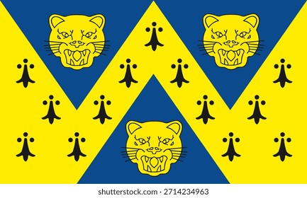 Ilustración vectorial de la bandera de Shropshire aislada. Territorio en la región de West Midlands, provincia de Inglaterra, Gran Bretaña, Reino Unido. Anuncio nacional patriótico de la bandera de Shropshire. 