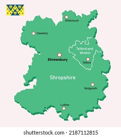 Shropshire map in England. Vector illustration