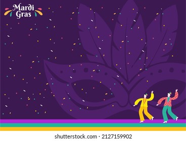 Shrove Tuesday Mardi Gras carnival background with copy space