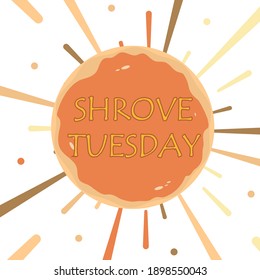 Shrove tuesday with sun pancake, vector art illustration.