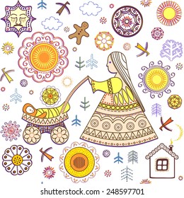 Shrovetide wallpaper with abstract retro pattern