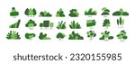 Shrub bush shrubbery tree simple abstract flat cartoon vector illustration. Set of garden green plant isolated on white background. Eco element, foliage silhouette, stylized ecology decorative object