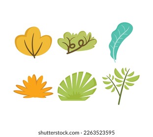 shrub and leaf icons set vector illustration