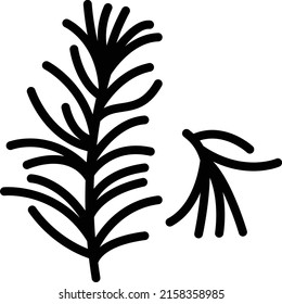 Shrub Salvia rosmarinus vector line icon design, Condiments and Spices symbol, Food cooking ingredients Sign, Herbs and table sauce stock illustration, Dry rosemary leaves Concept,