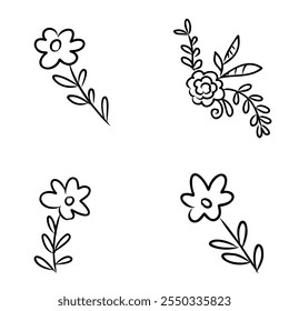 Shrub of various shapes, bush of grass With illustration style doodle and line art
