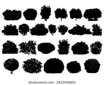 Shrubs silhouette collection on white background.