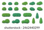 Shrubs vector illustration material set_tree leaf bushes