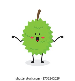 shrug durian fruit cute character mascot vector design