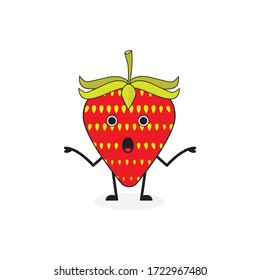 shrug Strawberry fruit cute character mascot vector design