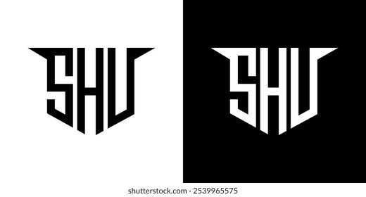 SHU letter logo design with white background in illustrator, vector logo modern alphabet font overlap style, calligraphy designs for logo, Poster, Invitation, etc.