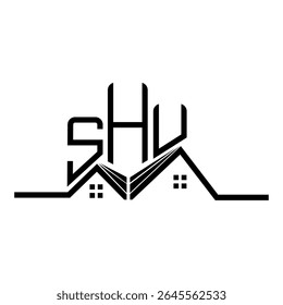 SHU Real State logo design, SHU logotipo simples e moderno. SHU design de alfabeto luxuoso  