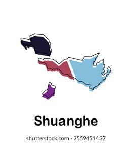 Shuanghe City map vector design, World Map International vector template with outline graphic sketch style for your company