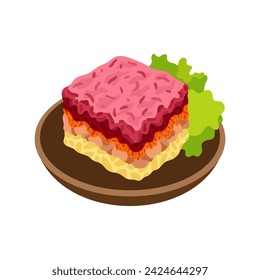 Shuba Russian herring salad vector illustration