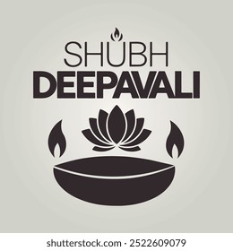Shubh Deepavali, Diwali Typography Silhouette Vector Art Design