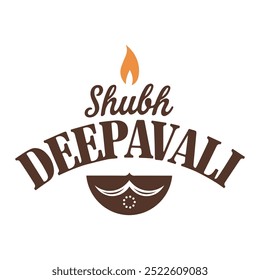 Shubh Deepavali, Diwali Typography Silhouette Vector Art Design
