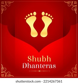 shubh dhanteras cultural background with goddess foot print design 