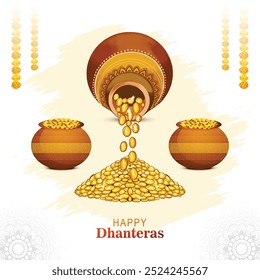 Shubh dhanteras ocasião fundo com projeto de pote de moeda de ouro