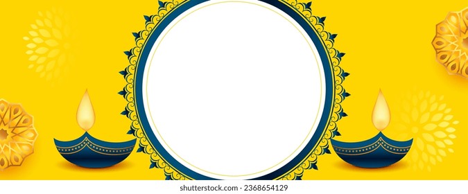 shubh diwali event banner with image space and artistic diya 