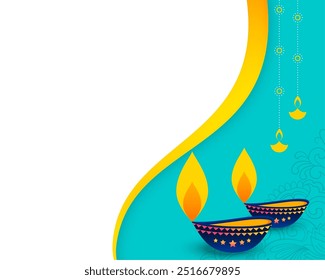 shubh diwali festive card. artistic diya with text space vector