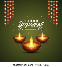 Shubh diwali indian festival celebration greeting card