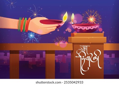 Shubh Diwali | Grande festival indiano | Happy Diwali | Shubh Deepwali | Desejos de fonte hindi