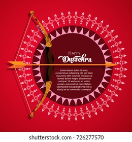 Shubh Dussehra, Vector Illustration, Easy to Edit, Bow & Arrow, Floral Frame.