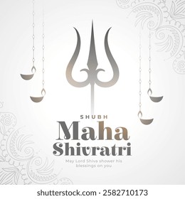 shubh maha shivratri white background with trishul design vector