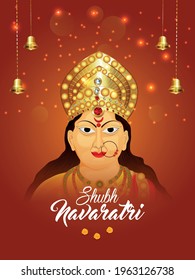 Shubh navratri background with realistic goddess durga illustration