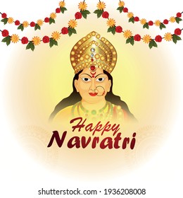 	
Shubh navratri creative background with Goddess durga and Kalash