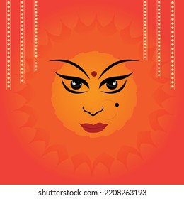 Shubh Navratri illustration of Goddess Durga Face For Happy Navratri.
