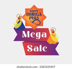 shubh navratri mega sale with goddess durga, poster or banner of indian festival navratri celebration logo,icon.