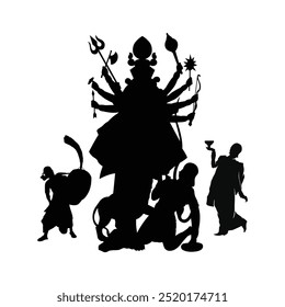 Shubh Navratri, Vector de la silueta de la diosa Durga para las celebraciones de Durga Puja