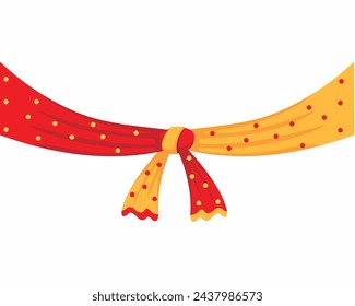 Shubh vivaah wedding knot hindu wedding tradional couple cloths knot vector illustration.