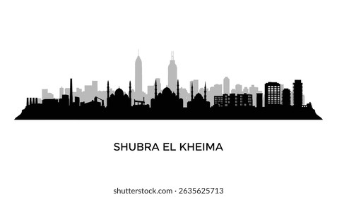Shubra El Kheima city skyline with vector silhouette.