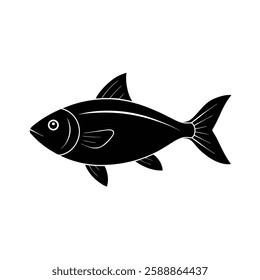Shubunkin Silhouette Vector Art Illustration and Shubunkin Fish Black Color Design