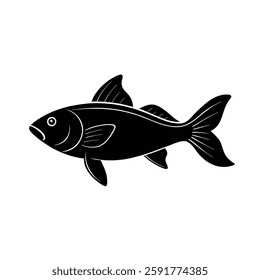 Shubunkin Silhouette Vector Art Illustration and Shubunkin Fish Black Color Design