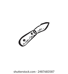  A shucking knife used for prizing open oysters. Line drawn by hand and vectorised in black.