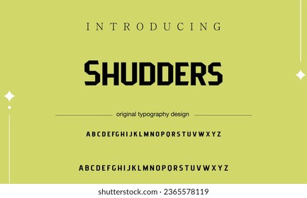 Shudders Sport Modern Italic Alphabet Font. Typography urban style fonts for technology, digital, movie logo design. vector illustration