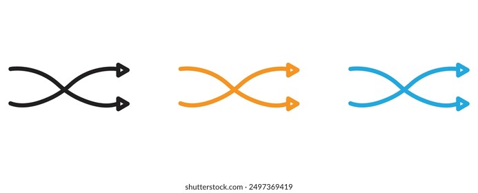 Shuffle arrow icon Flat vector set outline