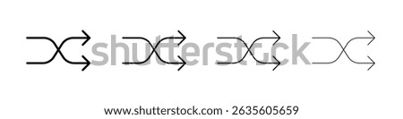 Shuffle arrow icon Outline sign symbol set
