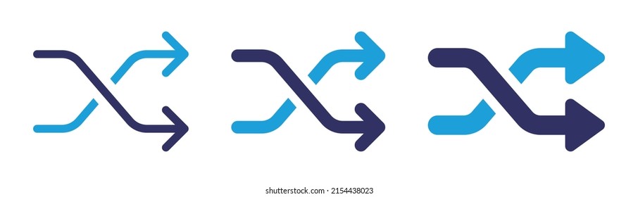 Shuffle arrow icon set. Random music playlist signs symbol. Vector illustration