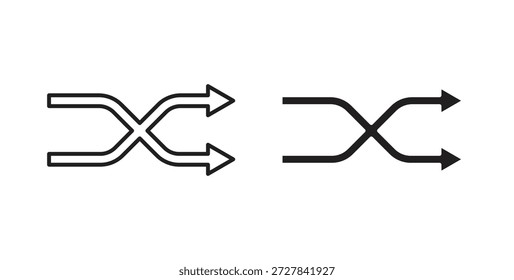 Barajar iconos de flecha. Iconos de contorno Vector colección. ilustraciones planas