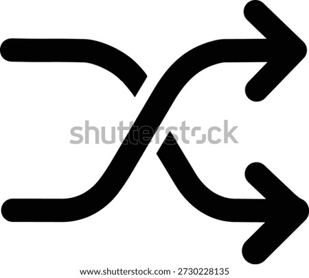Shuffle Arrow Line Icon  Refresh and Random Symbol Black Outline Vector