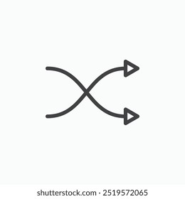 Shuffle arrowlinesimple icon in line style.