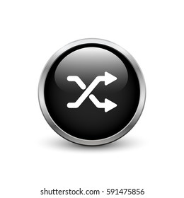  Shuffle black button with metal frame and shadow