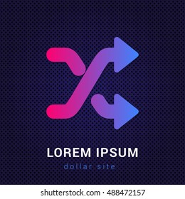 Shuffle Blue & Red colorful gradient attractive bright material Icon / Logo Design
