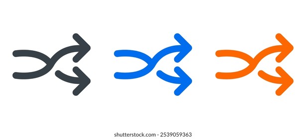 shuffle crossed arrows flat design icon set
