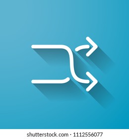 Shuffle icon, arrows icon. Long shadow style. Vector icon